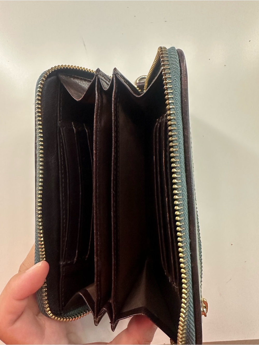 Brahmin Iridescent Green Metallic Zip-Around Wallet - Picture 4 of 5